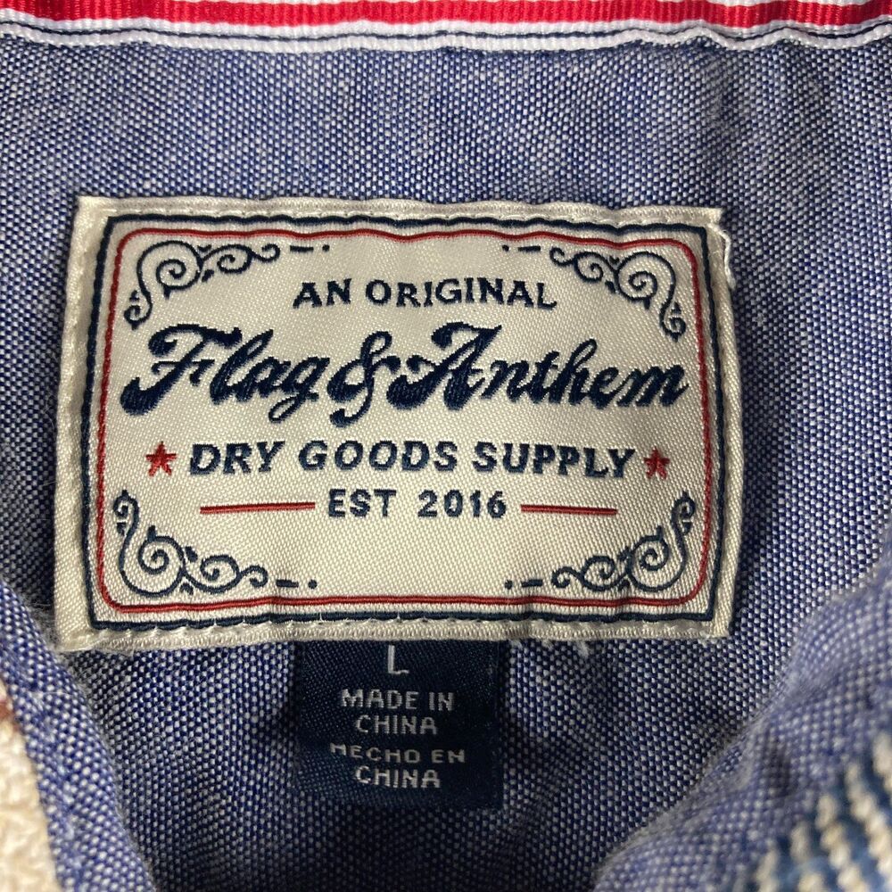 Flag & Anthem Men’s L Flannel Shirt Plaid Button Down Blue Brown - Picture 2 of 10